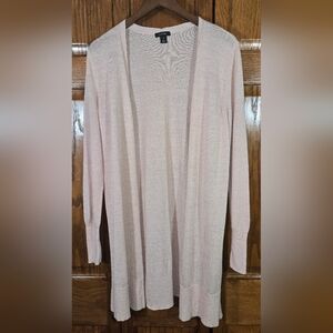 Halogen Blush Pink Linen Long Open Cardigan Long Sleeve Stretchy Sz M